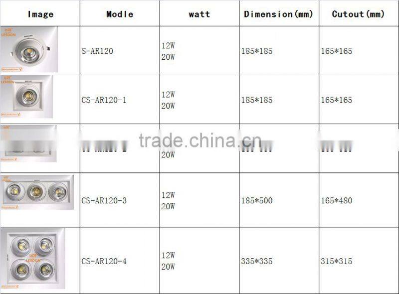 20W led ceiling light Square led down light fitting 165*165MM