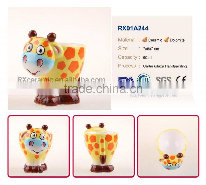 Cheap custom handpainted animal ceramic eggcup