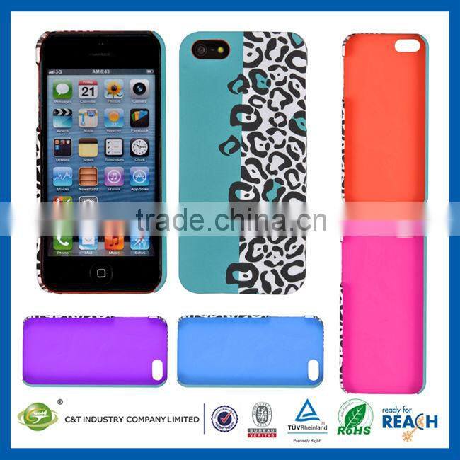 C&T Black Leopard Printing Transparent Clear Back Hard Case for iphone5c
