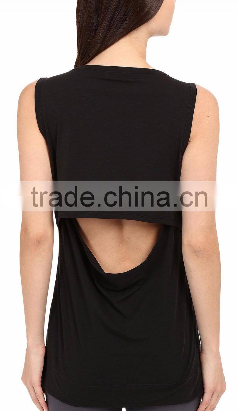 Ramax Custom Women Sleeveless Draped Back Design Workout Tank Top
