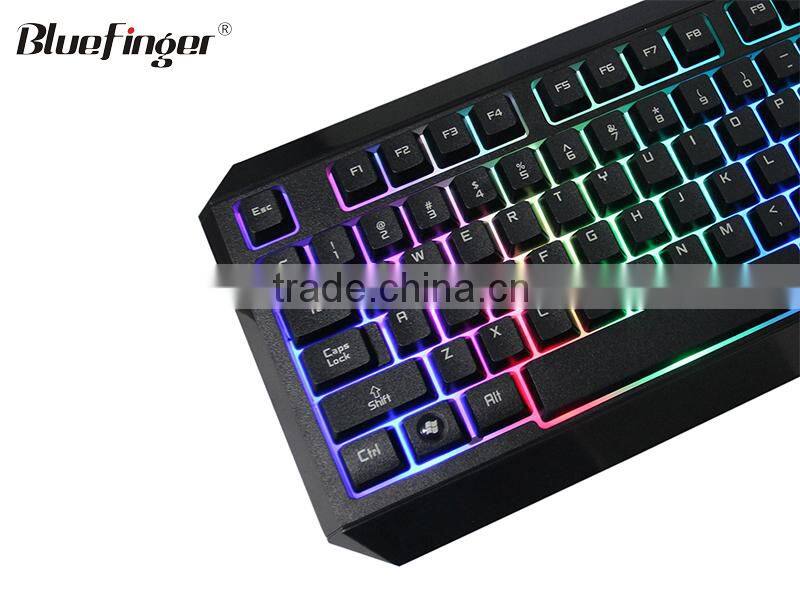 New Rainbow LED Backlit Wired gaming Keyboard Seven Automatic Color Backlit Mouse Combo Set