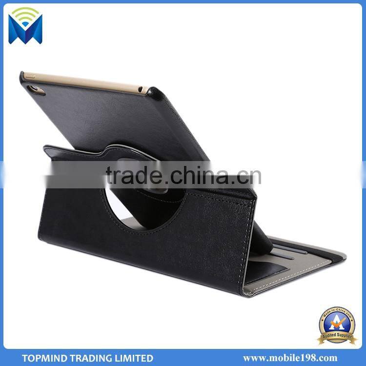 360 degree rotating lichee pattern ultra thin flip pu leather cases smart cover for ipad mini 4