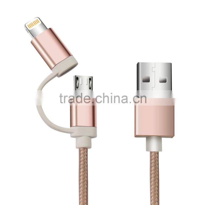 Android Galaxy S7/Edge Rose Gold USB cable, braided metal jacket USB to 8pin for iPhone 6s, for iPad Air 2 mini iPad Pro