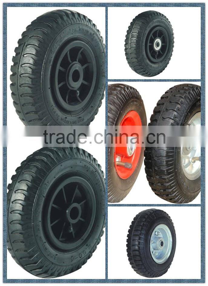 4.10/3.50-4 pneumatic rubber wheel for trolley with steel rim wheel
