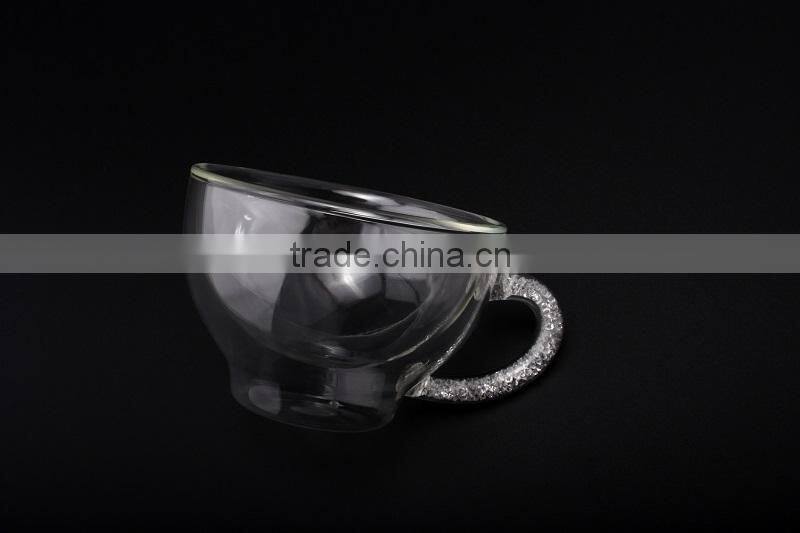 new fashion heat-resistant double wall coffee cup set with dish