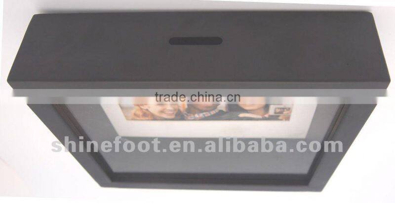 8" metal picture frame with coin bank T-FB01-1 (m02)