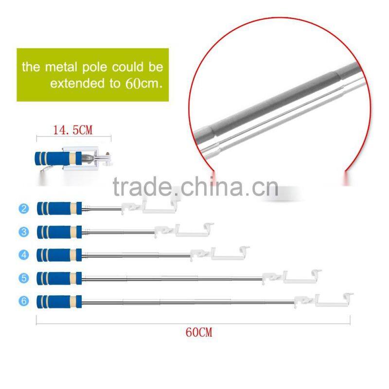 Wholesale extendable bluetooth selfie stick handheld mini monopod self stick for iPhone Samsung