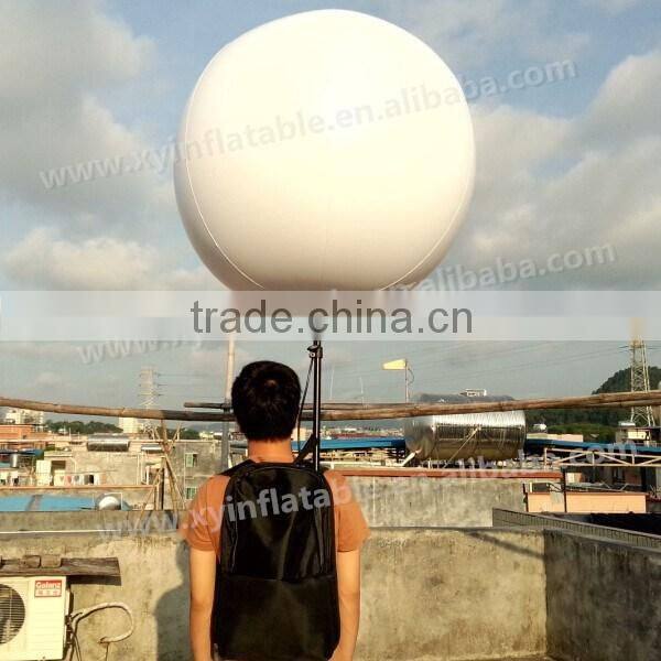 Color changed inflatable backpack balloon with removable banner