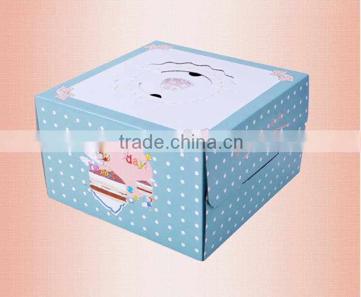High Quality blue square corrugated paper Cake Boxes with Handle making machine
