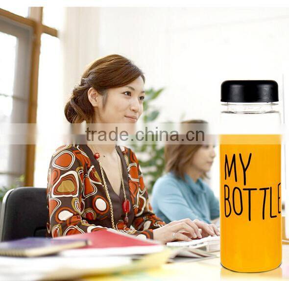 Korea Hot Sale Plastic Sports water bottle 500 ml my bottle With Black Cap