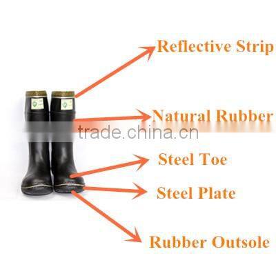 mining industry rubber boots with steel toe and steel plate