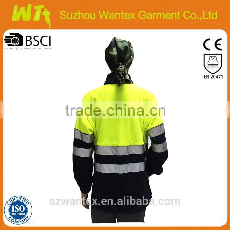 EN20471/343 fluo-yellow/orange winter waterproof winter men 7 in 1 bomber jacket park with reflector