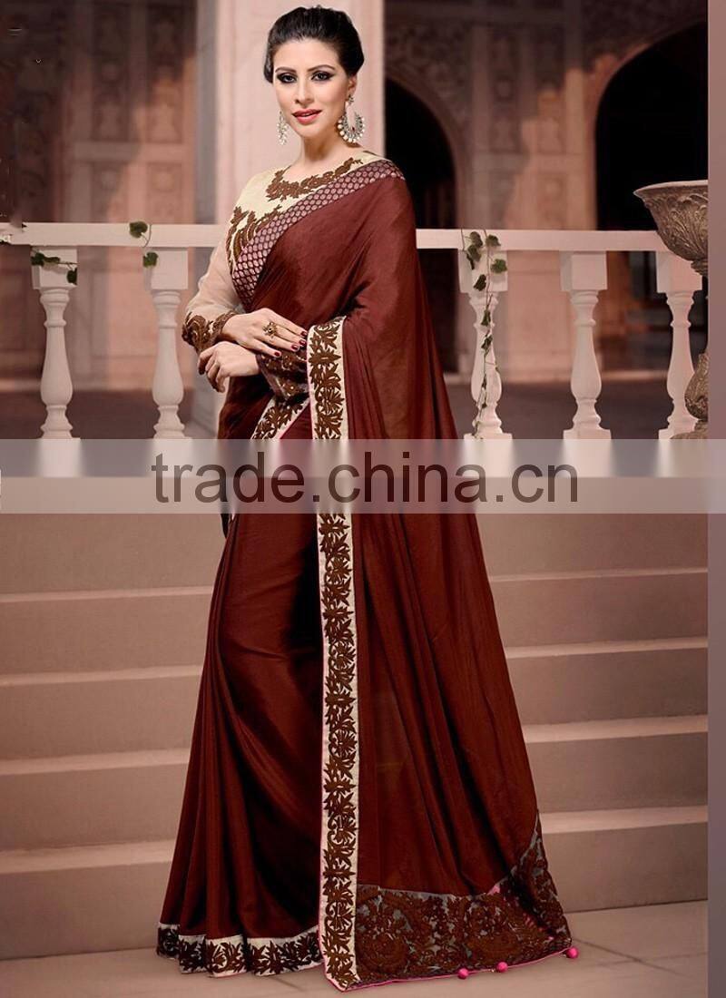 Blue Chiffon On Net Saree