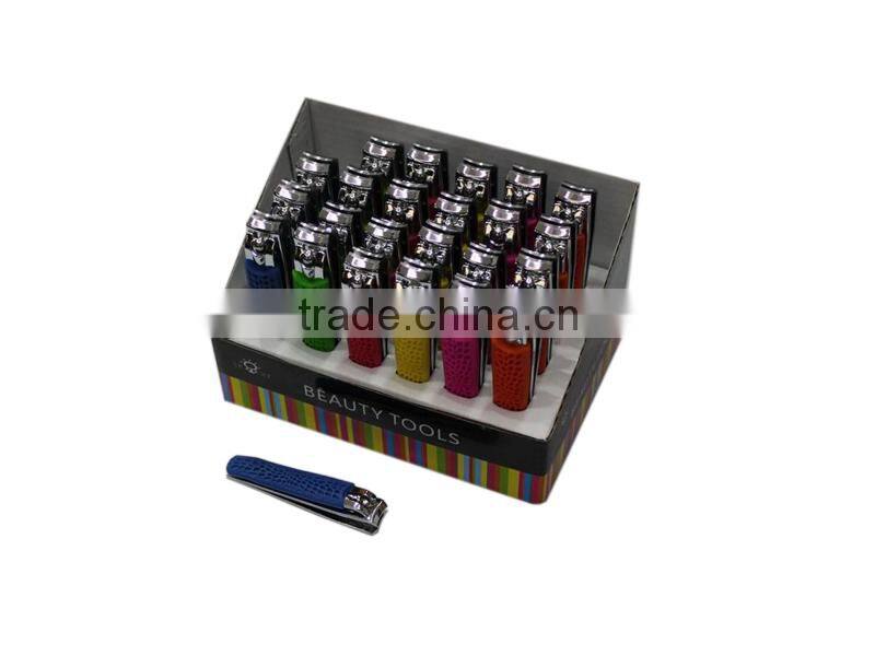 Nail clipper with silicon non-slip finger grips in display box