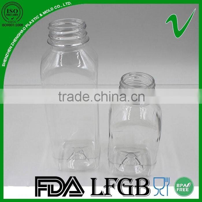 16oz square clear empty pet bottle juice with tamper proof lid