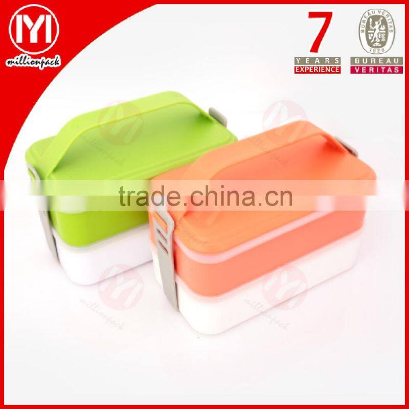 2 Separated Compartments BPA free Plastic Lunch/Bento Box with handle