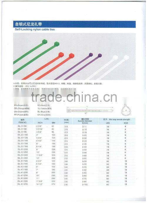 plastic tie lock wraps sizes,Self lock Nylon Cable ties