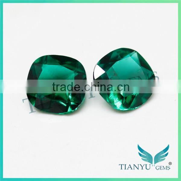 7*7 mm square cushion cut synthetic raw green color of emerald stone