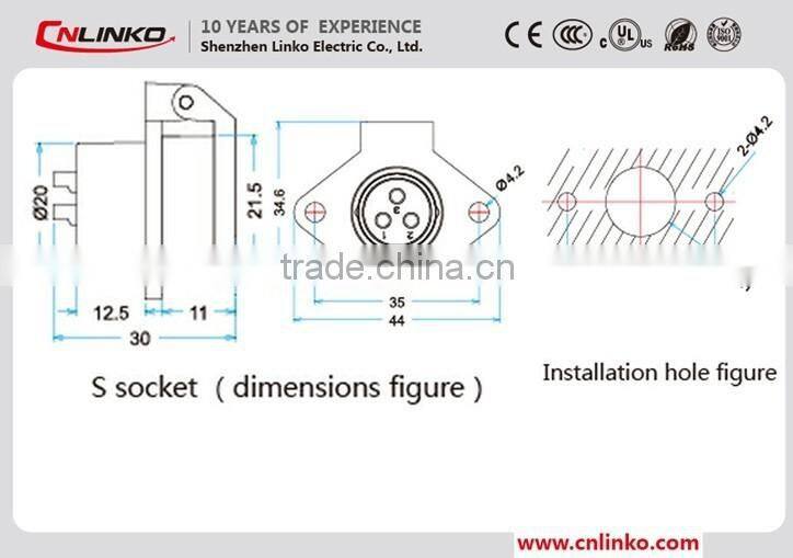 China waterproof electrical male plug connector industrial female socket and plug plastic connector with metal automatic cover