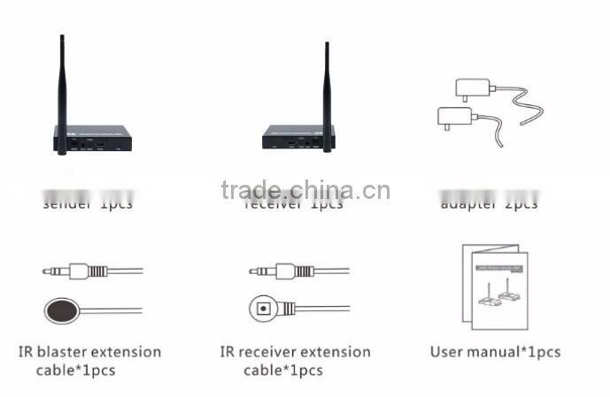 1080p wireless hdmi transmitter and receiver with H.264 and IR support loop out hdmi extender