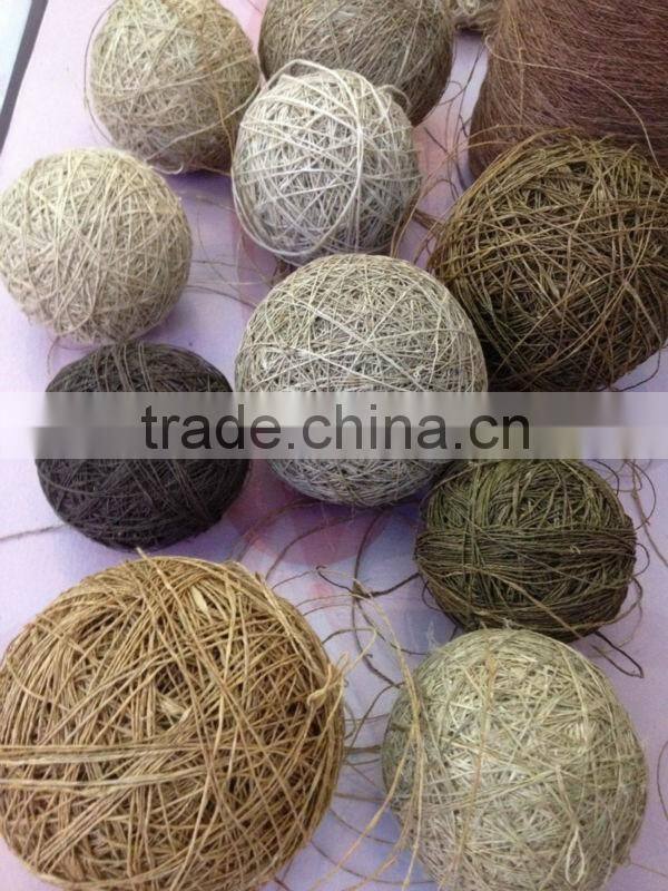 HANDKNITTING HANDMADE MUFF MADE FROM HEMP FIBER WITH LEATHER BAND