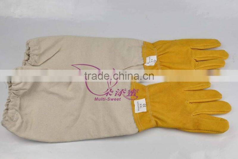 white yellow color beekeeping goatskin gloves