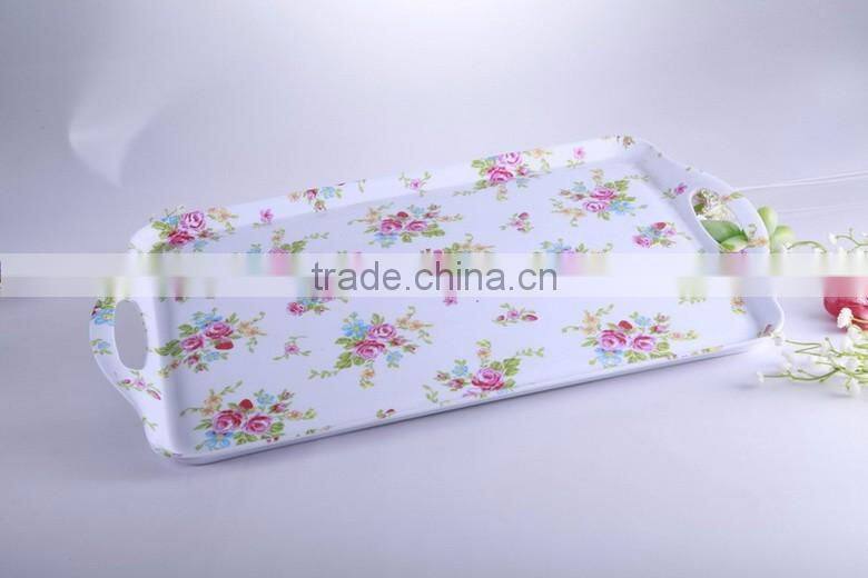 Creative design rectangular anti-slip melamine serving tray,designer food serving trays