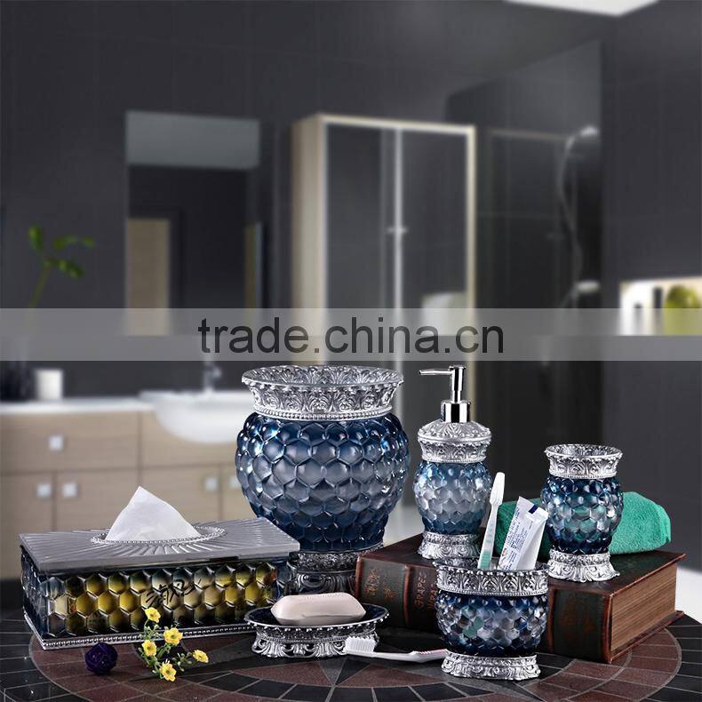 6 Pcs resin elegant Bathrooom Accessories Set, wedding gift bathroom accessory set
