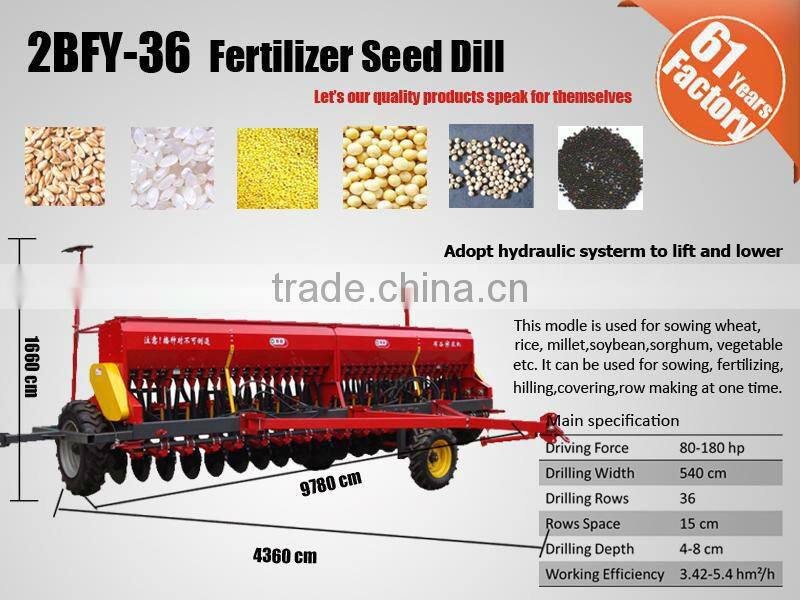 36 row hydraulic system double disc seed planting machine