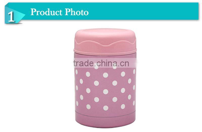 fashion pink wave point stainless steel thermos lunch box