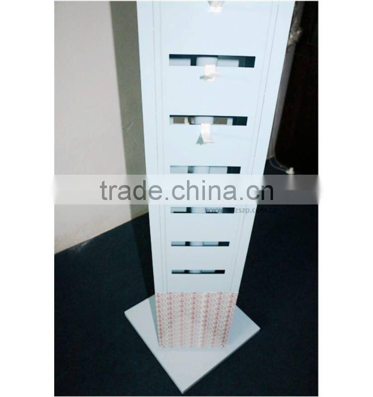 Spinning 4-side multi-tier metal trough plates hook shelfs