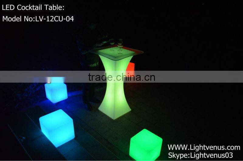 PE materials rechargeable remoted controled decorative led table for bar or restaurant