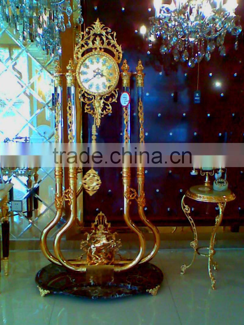 Grandfather Brass Clock, Floor Brass Crystal Clork