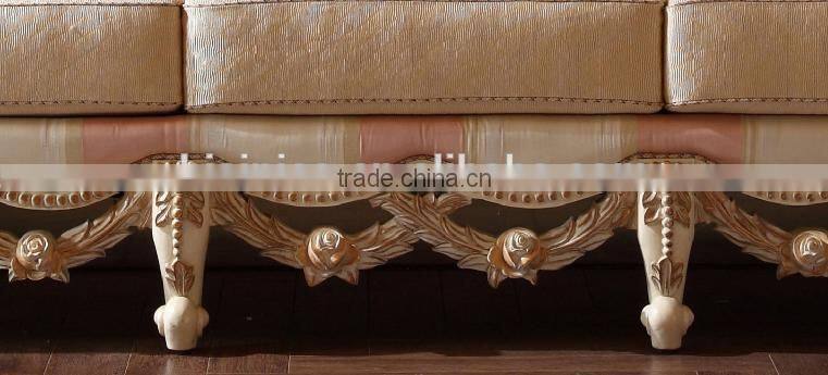 Luxury solid wood home furniture flower carving fabrice sofa set