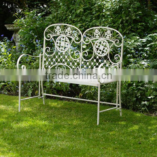 2 seat folding wrought iron rustic outdoor corner bench