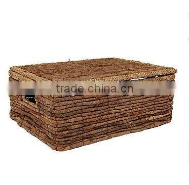 Manufacture Lidded Water Hyacinth Basket (Large/Medium/Small)