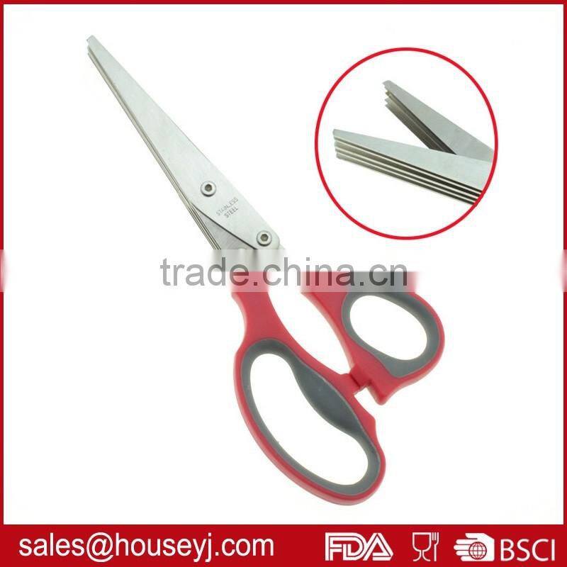 new stainless steel 5 layer blades kitchen herb scissors with soft grip handle