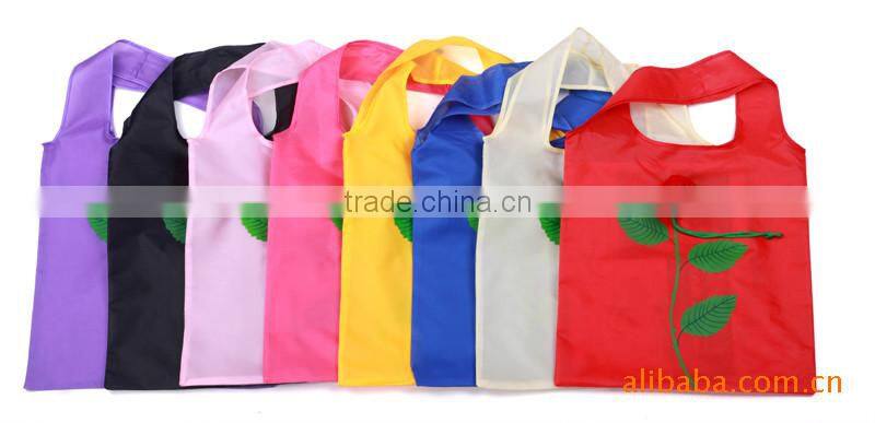Folding dacron polyester tote bag for shopping with infront rose pocket/briefcase tote bag