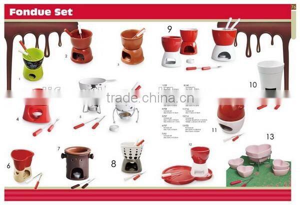 ceramic fondue set, Ceramic Mini Chocolate Cheese Fondue Set, fondue set with forks