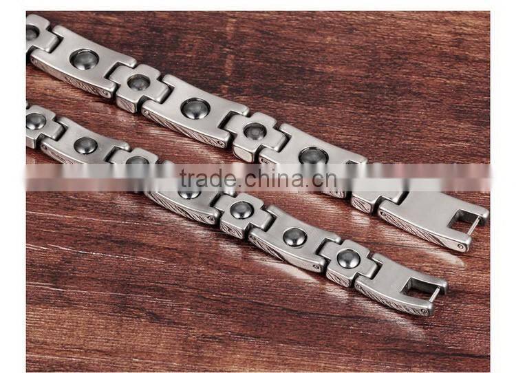 8.66" Men's Tungsten Steel Bio Health Care Magnetic Therapy Link Bracelet