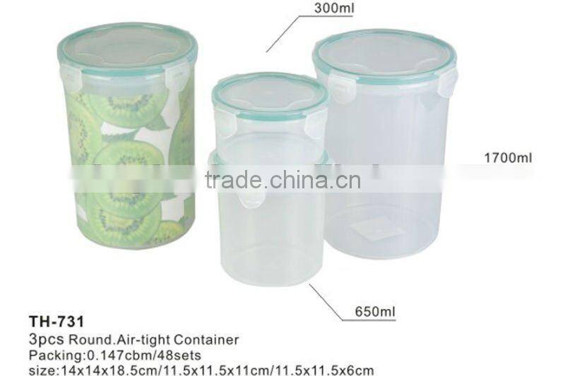 plastic 3pcs air tight container,air-tight food storage container