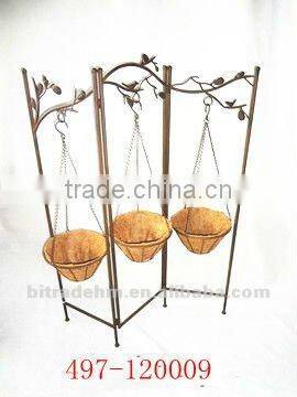 antique 3 tires metal plant holder with coco fiber