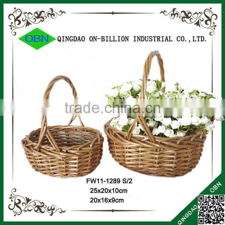 Unique small wicker gift handmade flower basket empty