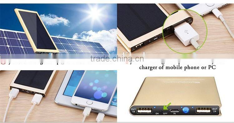 Mobile phone charger, Mini Portable External Battery Charger,Ultra Thin 20000mAh Solar Power Bank