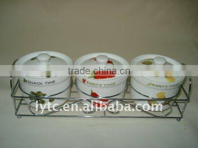 empty ceramic spice jar with stainless steel stand