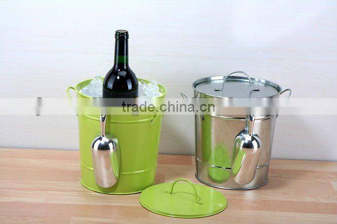 Triple 3 Tier Serveware Steel cake Stand, Collapsible Galvanized Metal with Wood Handle