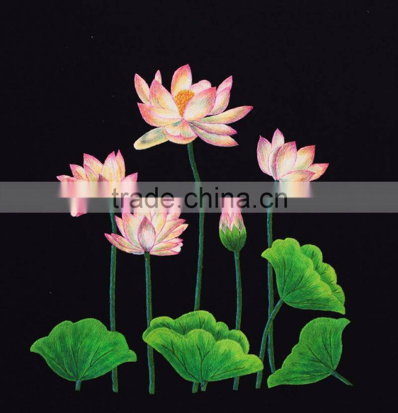 Vietnam hand embroidery paintings, wall paintings, lotus embroidery paintings