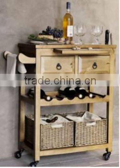 Antique cedarwood Hotel wooden dining car cart