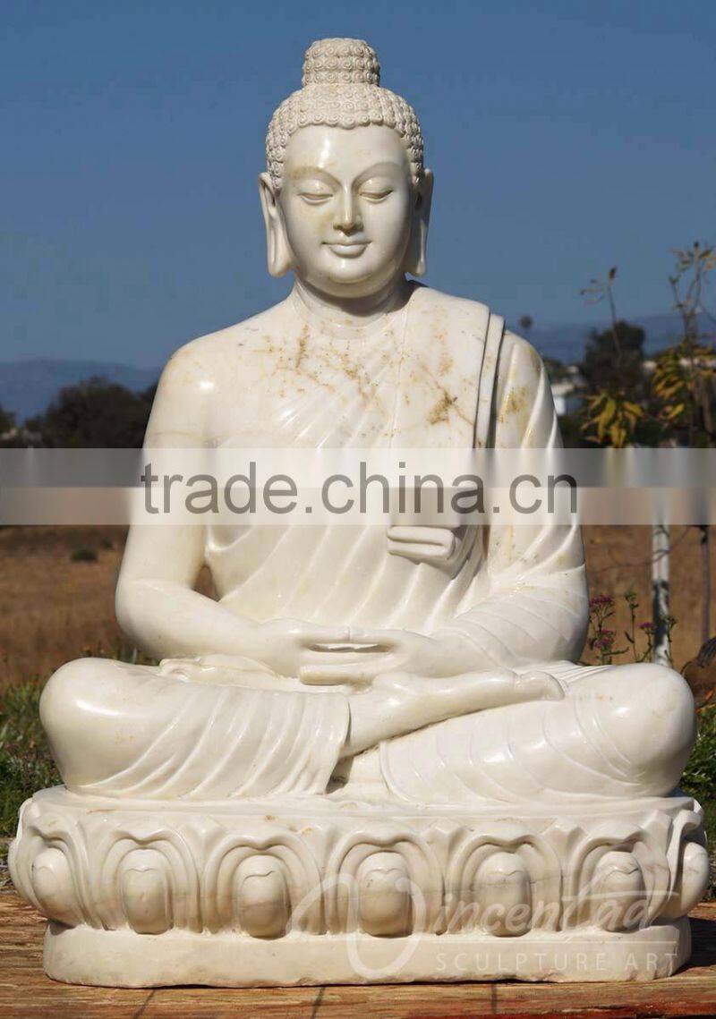 2015 high quality home decor white marble tall buddha statue