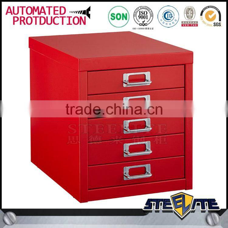 Customized colorful small part steel drawer cabinet five drawer steel file cabinet on table